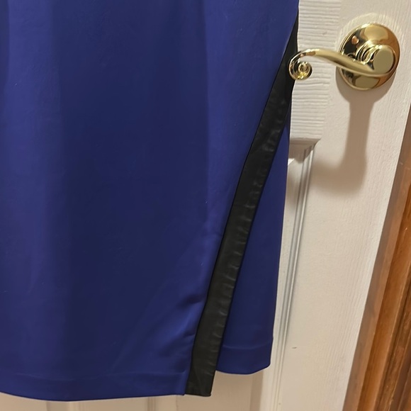 Milly Blue and Black Sheath Mini Dress V-Neck Cap Sleeve - Picture 3 of 5